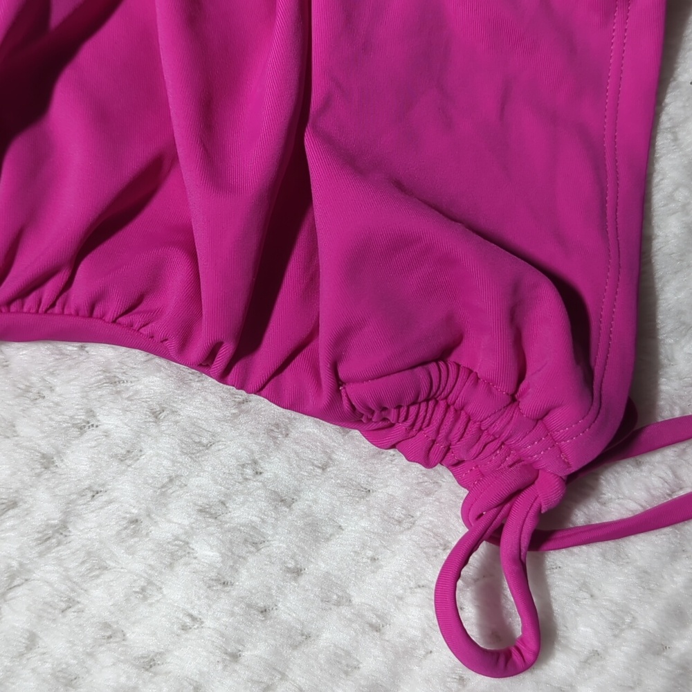 Cupshe Rose Red Twilight One Shoulder Tankini Top - Picture 3 of 5